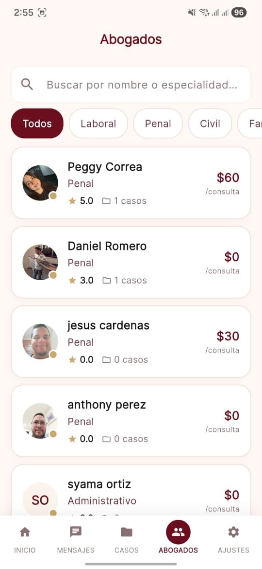 Lista de abogados verificados